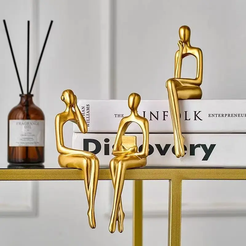3-teiliges abstraktes Skulptur-Set mit menschlicher Figur, moderne Kunststatuen aus Kunstharz für Zuhause, Büro, Schreibtisch, Regaldekoration, einzigartiges künstlerisches Geschenk