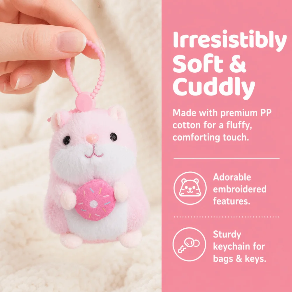 Cute Cartoon Hamster Keychian Pendant Hairry Multicolor Backpack Pendant 13cm Animal for Girls