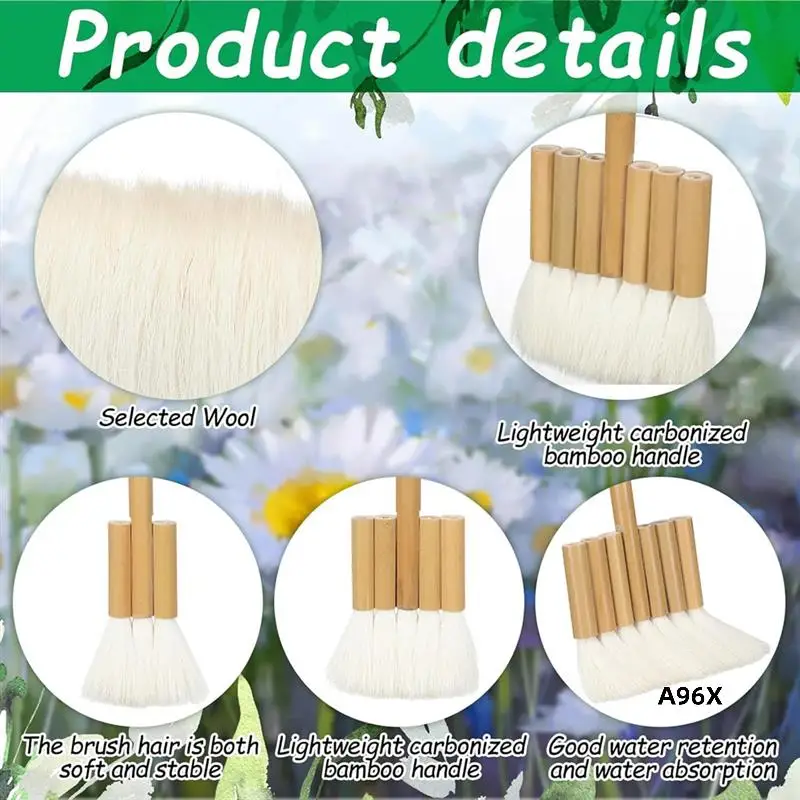 

3 Piece Bamboo Handle Watercolor Brush Set For Artists, Sizes 1, 3, 5 For Painting
