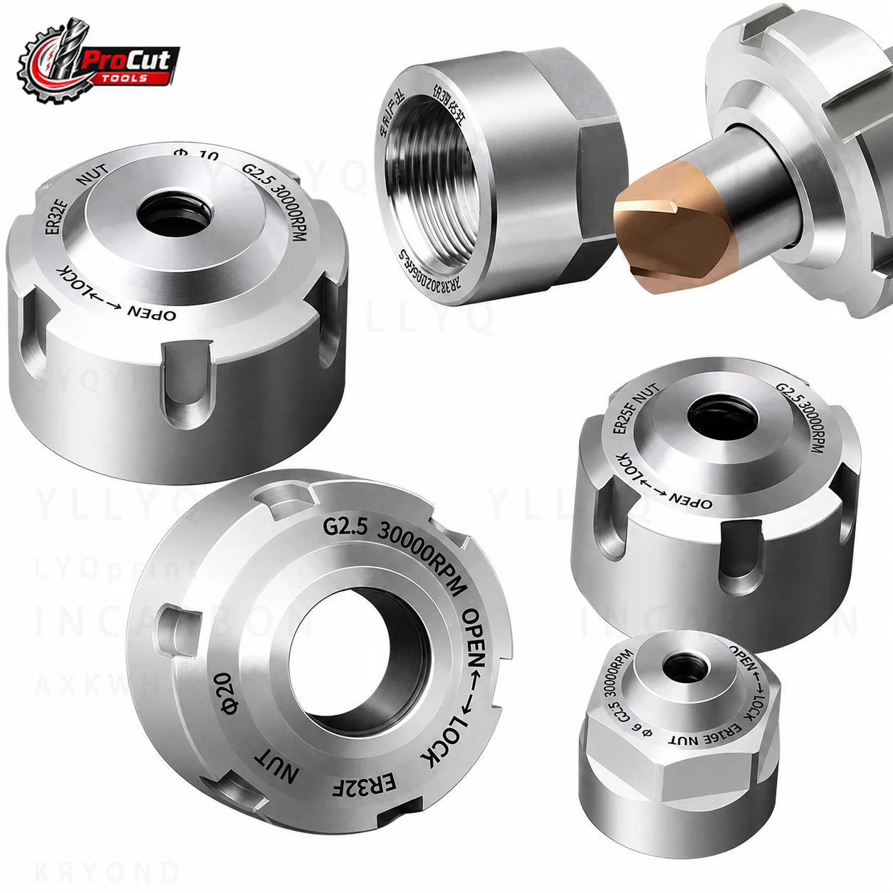 ER Collet Dustproof Nut ER16 ER20 ER25 ER32 ER16A ER20A ER25UM ER32UM, Fit BT30 BT40 BT50 ER Tool Holder CNC Parts