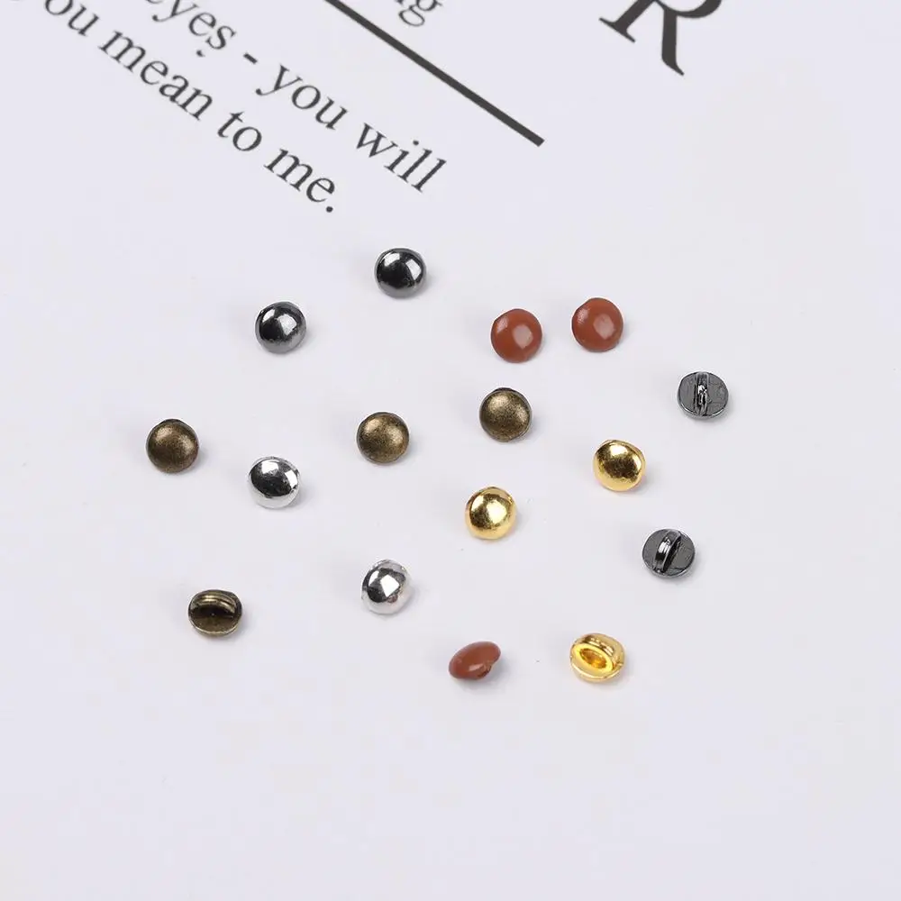 50pcs 4mm Shoes Sewing Accessories Mini Solid Round Buttons Belt Buckles 1/6 Dolls Clothing  Ultra-small Buckle