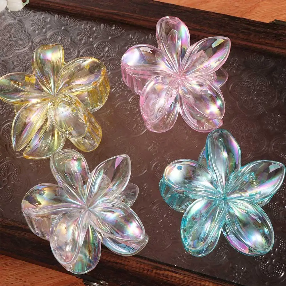 Hairpin Flower Hair Clip Plastic Blingbling Transparent Hair Clip Hair Accessories Plastic Shark Clip Large Hair Claw Streetwear