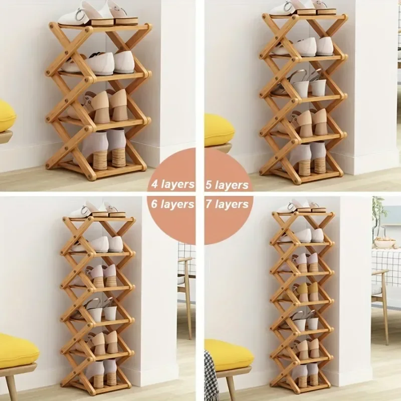 1pc Shoe Rack Simple Bamboo Multi-storey Indoor Bedroom, Family Use, Storage Rack At The Entrance Saves Space.