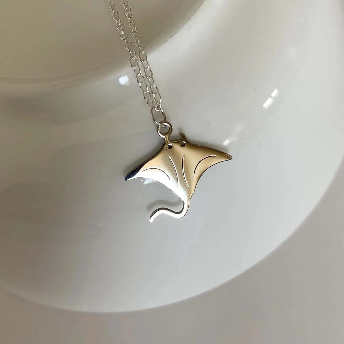 

Stingray Necklace, 18K Gold Plated Stainless Steel Jewelry, Dainty Cute Small Sea Animal Necklace, Ocean Beach Vacation Travel