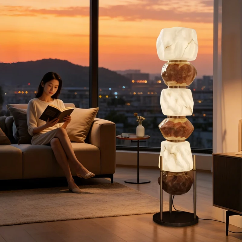 Advanced imitation marble floor lamp creative personality atmosphere vertical lamp