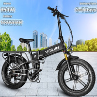 Vitilan I7 Pro 3.0 Electric Bike 1200W Brushless Motor 48V20Ah Battery E-Bike 20*4inch Fat Tire Hydraulic Brake Electric Bicycle