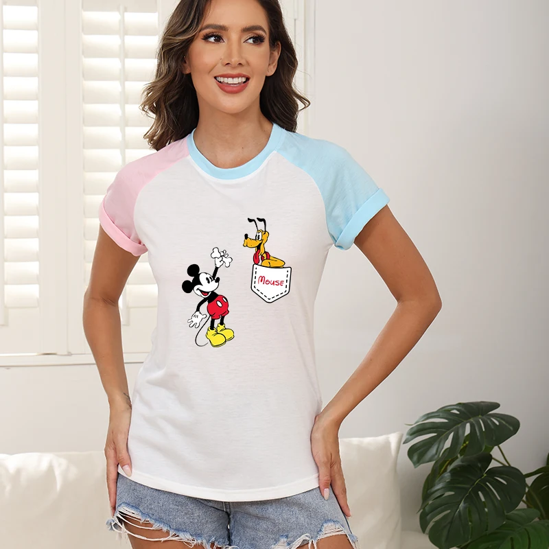 

Disney Mickey & Friends cartoon print women's short sleeve t-shirt cute everyday wear