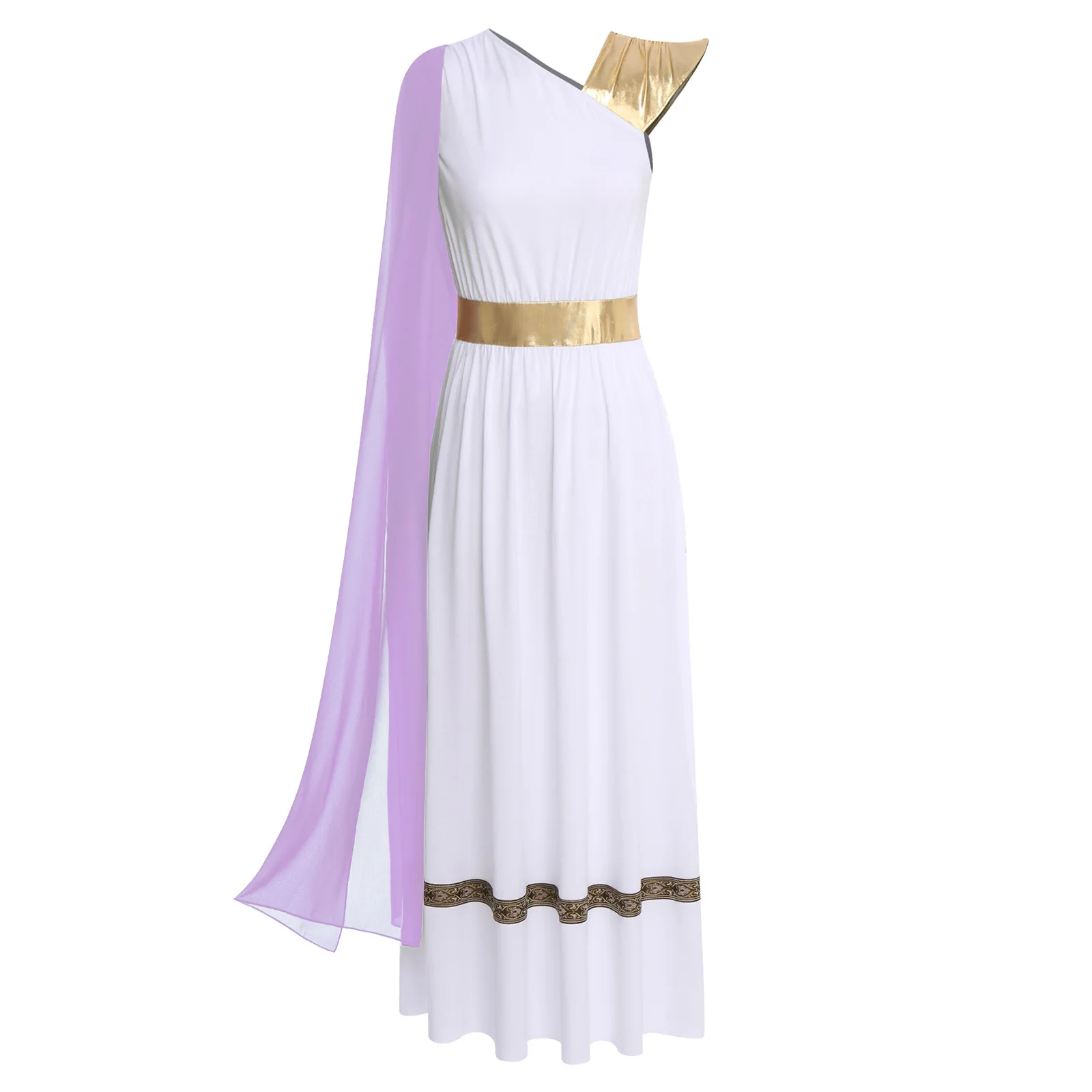 

Women Ancient Greek Roman Goddesses Princess Queen Cosplay Halloween Gown Flowy Chiffon Toga Dress Carnival Party Fancy Dress Up