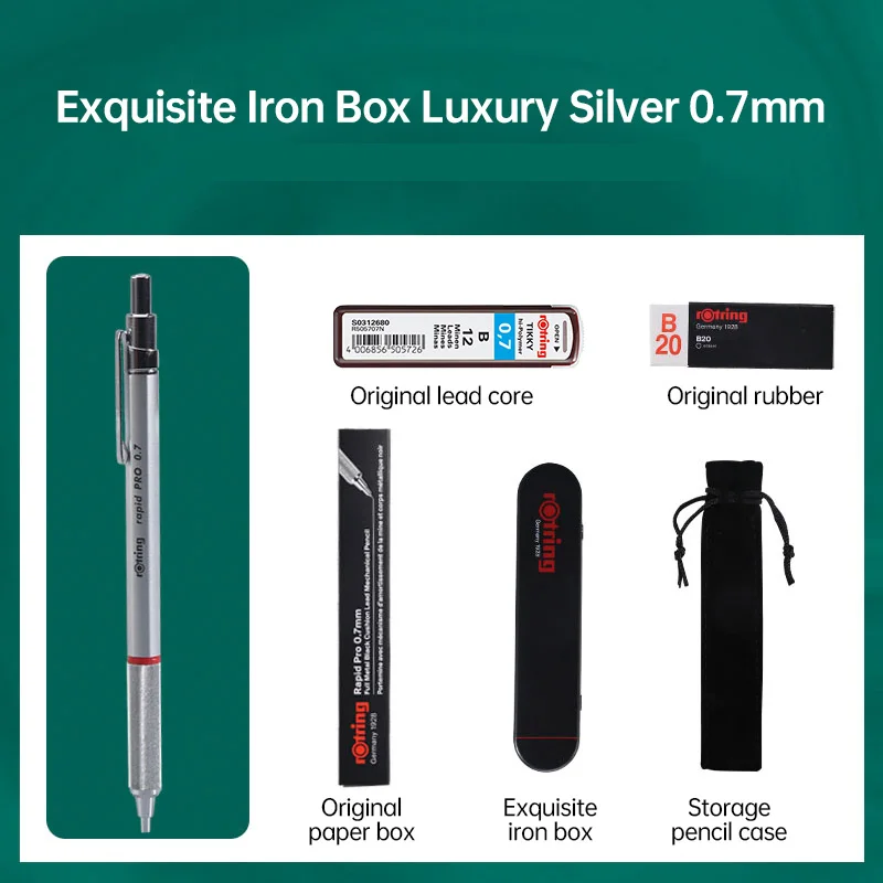 ROtring Rapid Pro Vulpotlood – HB 2,0 Mm – Volledig Metalen Matzwarte Behuizing – Met Fluwelen Etui – Voor Tekenaars, Architecten En Schetsliefhebbers