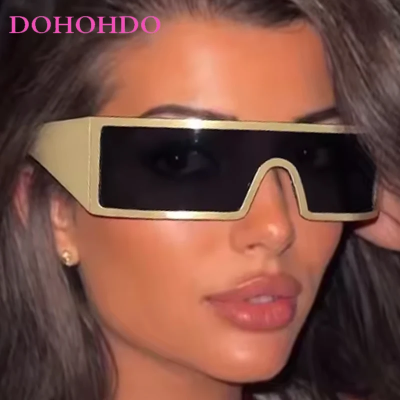 

Classic Retro Metal One-Piece Rectangle Women Men Sunglasses Brand Designer Shades Outdoor Drive Cycling Windproof Goggles UV400