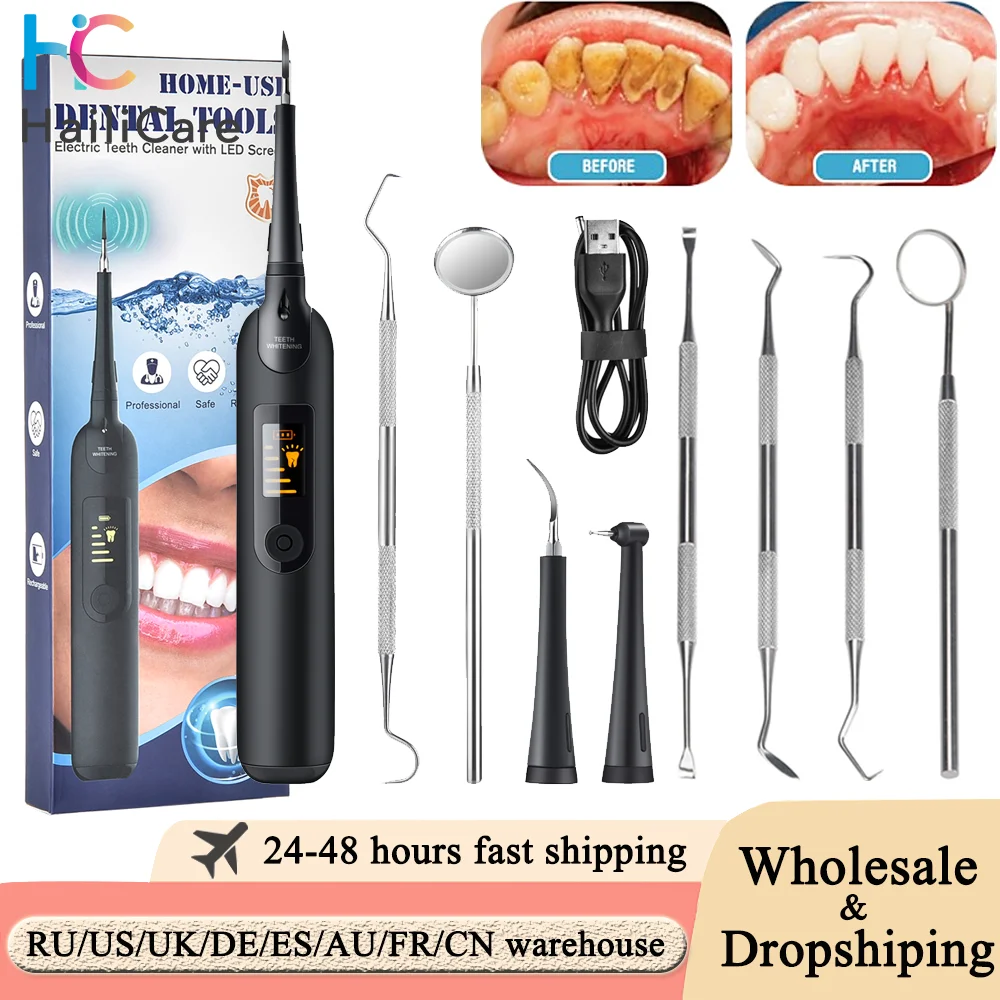 LED Electric Sonic Scaler Toothbrush Set Stains Dental Calculus Remover Tooth Cleaner Teeth Whitening Oral Irrigation Care Tools