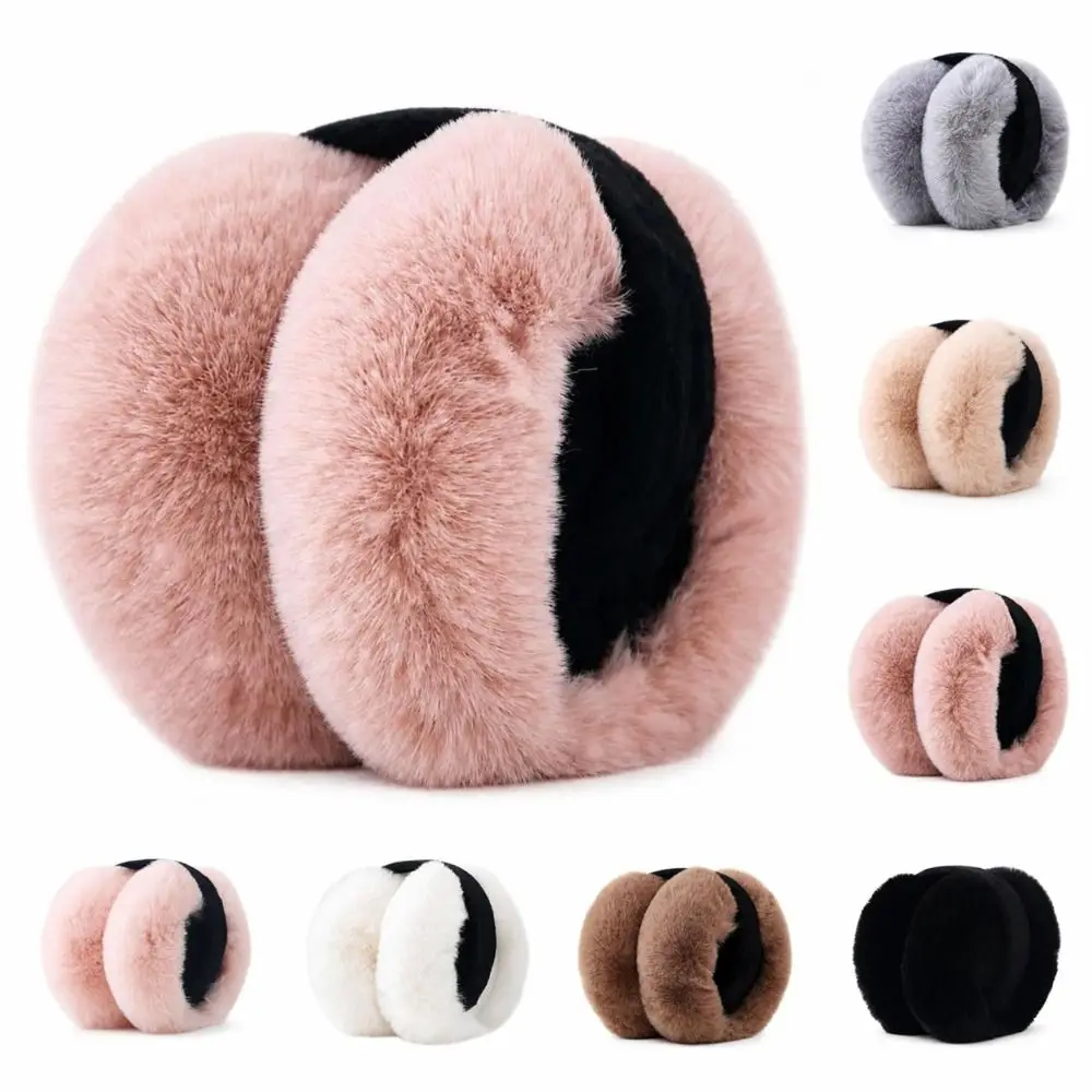 Cozy Adjustable Faux Fur Earmuffs Foldable Soft Fluffy Ear Covers Thermal Lining Winter Ear Muffs For Women