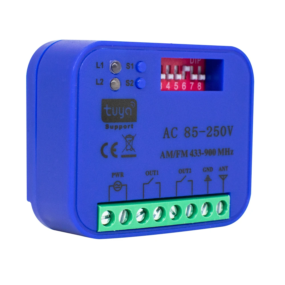 Tuya WIFI Universale 9-30V 85-250V Garage Telecomando 2CH Ricevitore Controller Per 300MHz-868MHz Porta Del Garage apri