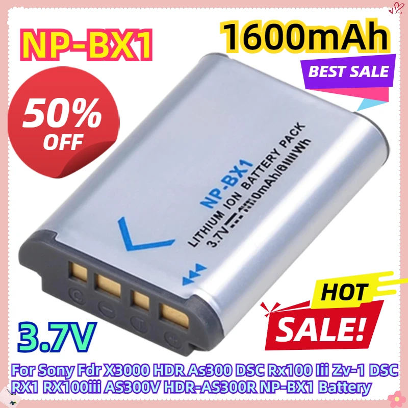 

For Sony Fdr X3000 HDR As300 DSC Rx100 Iii Zv-1 DSC RX1 RX100iii AS300V HDR-AS300R 1600mAH NP-BX1 Battery