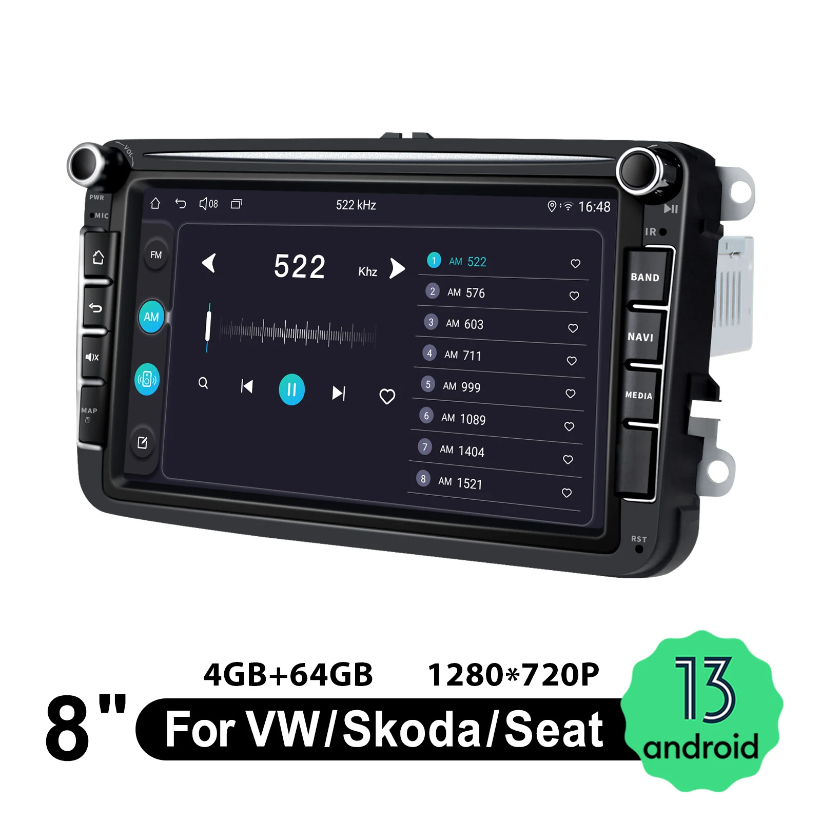 Joying 8 بوصة 1280*720 راديو السيارة الاندورويد ستيريو الوسائط المتعددة Playe رئيس وحدة لشركة فولكس فاجن فولكس فاجن سكودا اوكتافيا جولف باسات B6 بولو #1