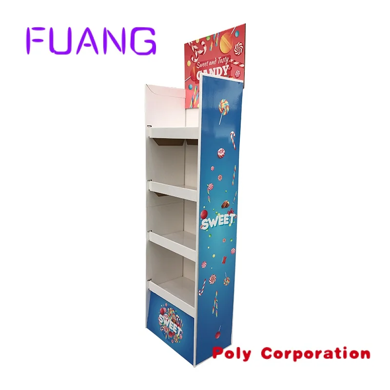 Vloerkarton Staande Displayhouder Kartonnen Winkel Mini Markt Planken Display Rekken Winkel Schappen Snoep Display Rekken