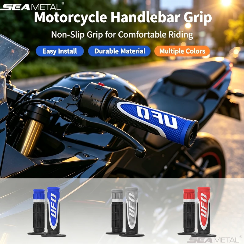 SEAMETAL 22mm 24mm Universal Motorbike Handle Bar Grips Anti Slip Rubber Shock Absorbing Comfortable Handle Bar Grip for Scooter