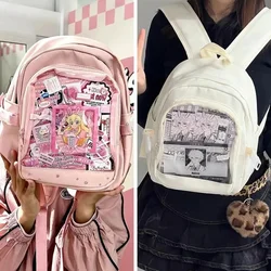 Mochila Y2K para mujer, de gran capacidad bolso de hombro, con capa de exhibición transparente, personalizado, elegante