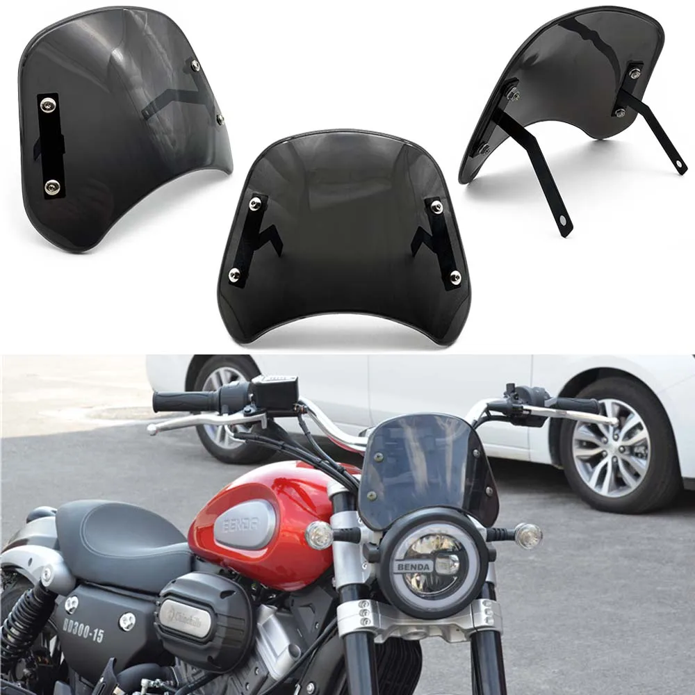 

Black LENS Lamp Protector ABS Plastic Fairing Motorcycle Front Windshield Windscreen Wind Deflector For BENDA 300 BD Jingira 300