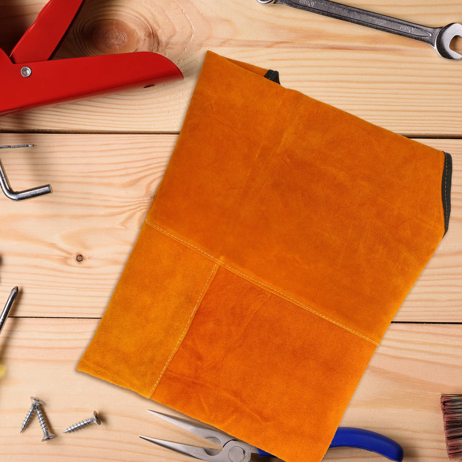 1 個電気溶接エプロン牛革肥厚耐熱作業服溶接工大工用保護溶接服