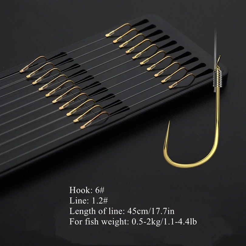 20pcs No Barbs Fishing Hooks with Line Super Quick Penetration Fishing Hook Tools Tie Nylon Line for Carp Grass Carp Crucian