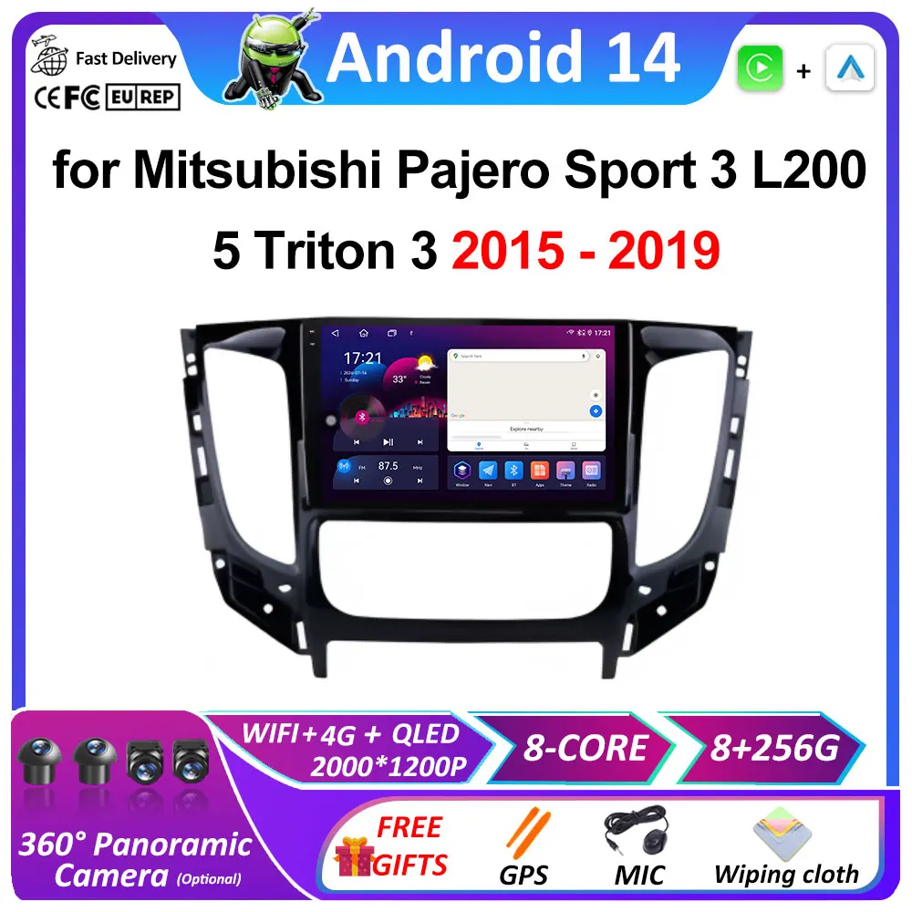 for Mitsubishi Pajero Sport 3 L200 5 Triton 3 2015 2016 2017 2018 2019 Car Multimedia Video Radio Player WIFI GPS Navigation 4G