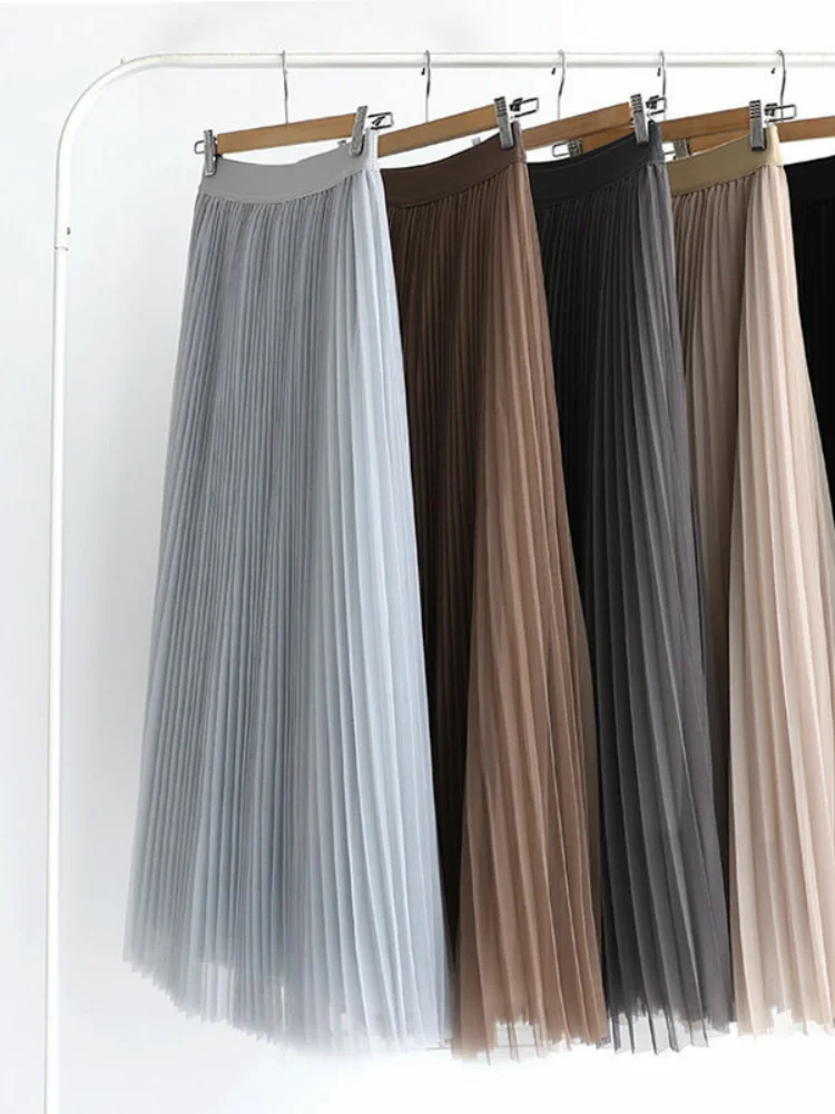 

angqi ield adient Bright Tead Me Skirt Women's Autumn Winter mid Waist A-Line Skirt Simple Sle Daily Wear