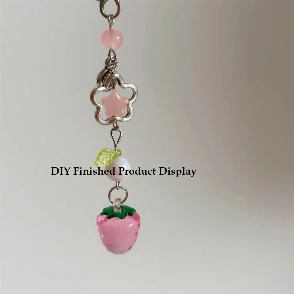 Resin Strawberry Charms Transparent Phone Case Patch Flatback Slime Beads Aesthetic Kids Hairpin Craft Earring Pendants