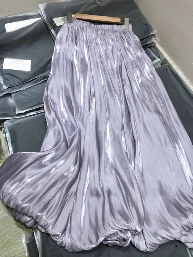 

ShangHai GuangZhou Thirteenth Factory High Quality Liquid Shimmer Skirt Mid-Length A-Line Skirts for Women Glowing Puffy Flow...