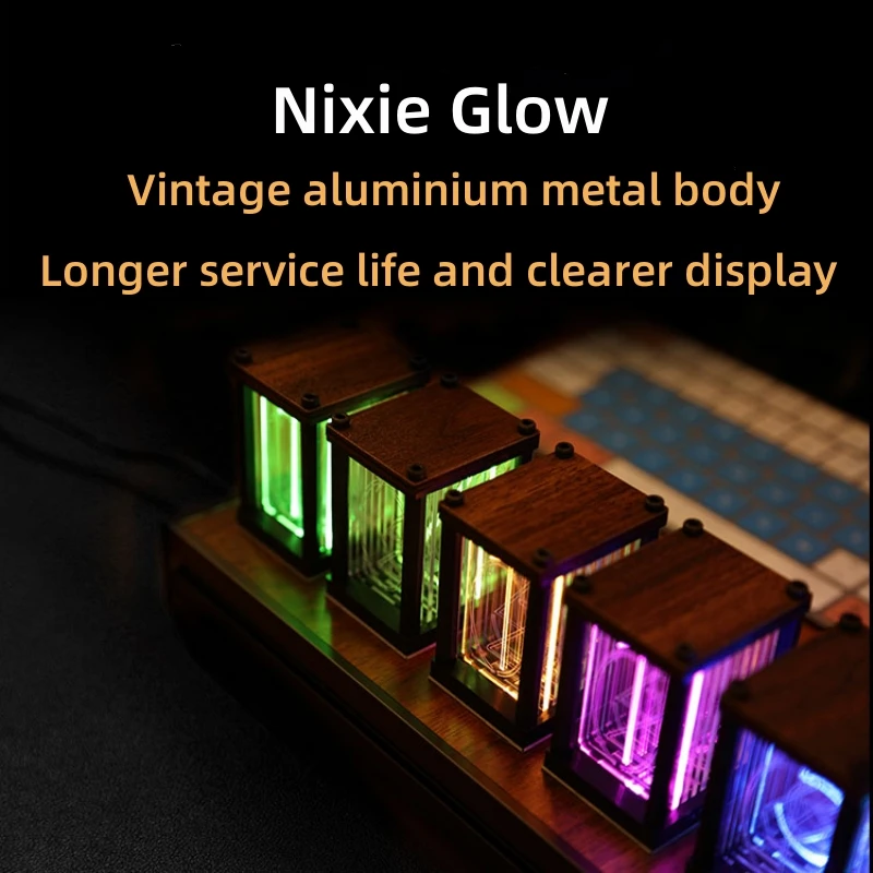 Rgb Nixie Glow Tube Klok Diy Houten Tafel Klok Led Elektronische Nachtlampjes Desktop Lamp Digitaal Horloge Spel Kamer Decoratie Cadeau