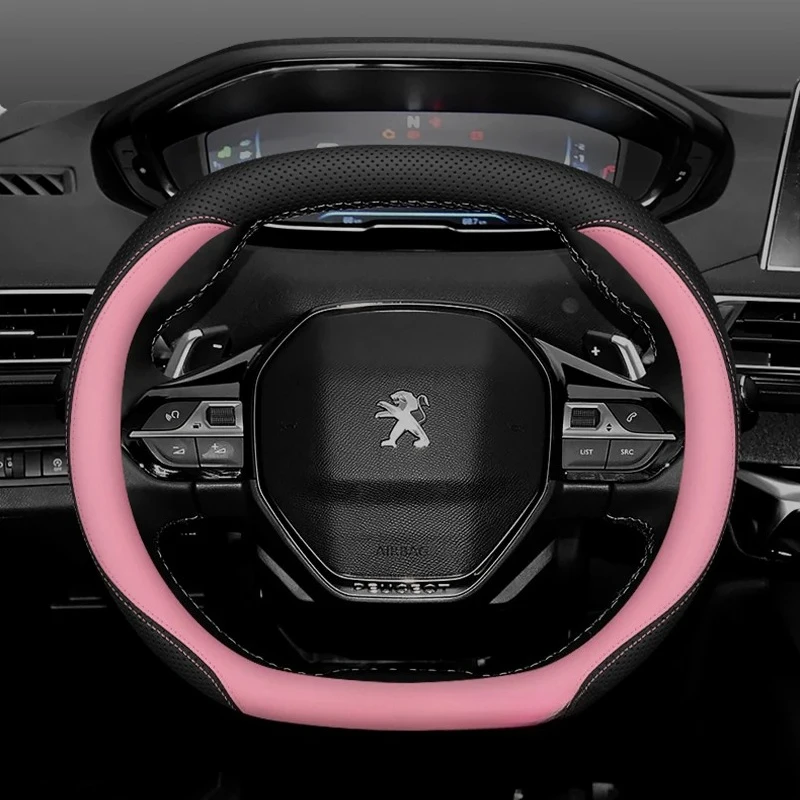 Genuine Leather Anti Slip Steering Wheel Cover For All New Peugeot E2008 E3008 E5008 408 2024-2026 Auto Interior Accessories