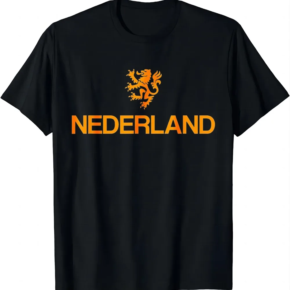 Nederland Emblem Lion Netherlands T-Shirt Casual Breathable Short Sleeve Tee Customizable Personalized T-shirt
