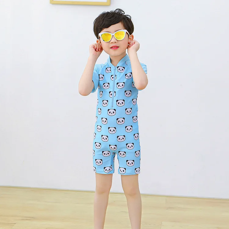 Cartoon Kids One Piece Swimsuit Boys Toddler Baby Swimwear Short Sleeve Quick Dry Summer Beach - view 4