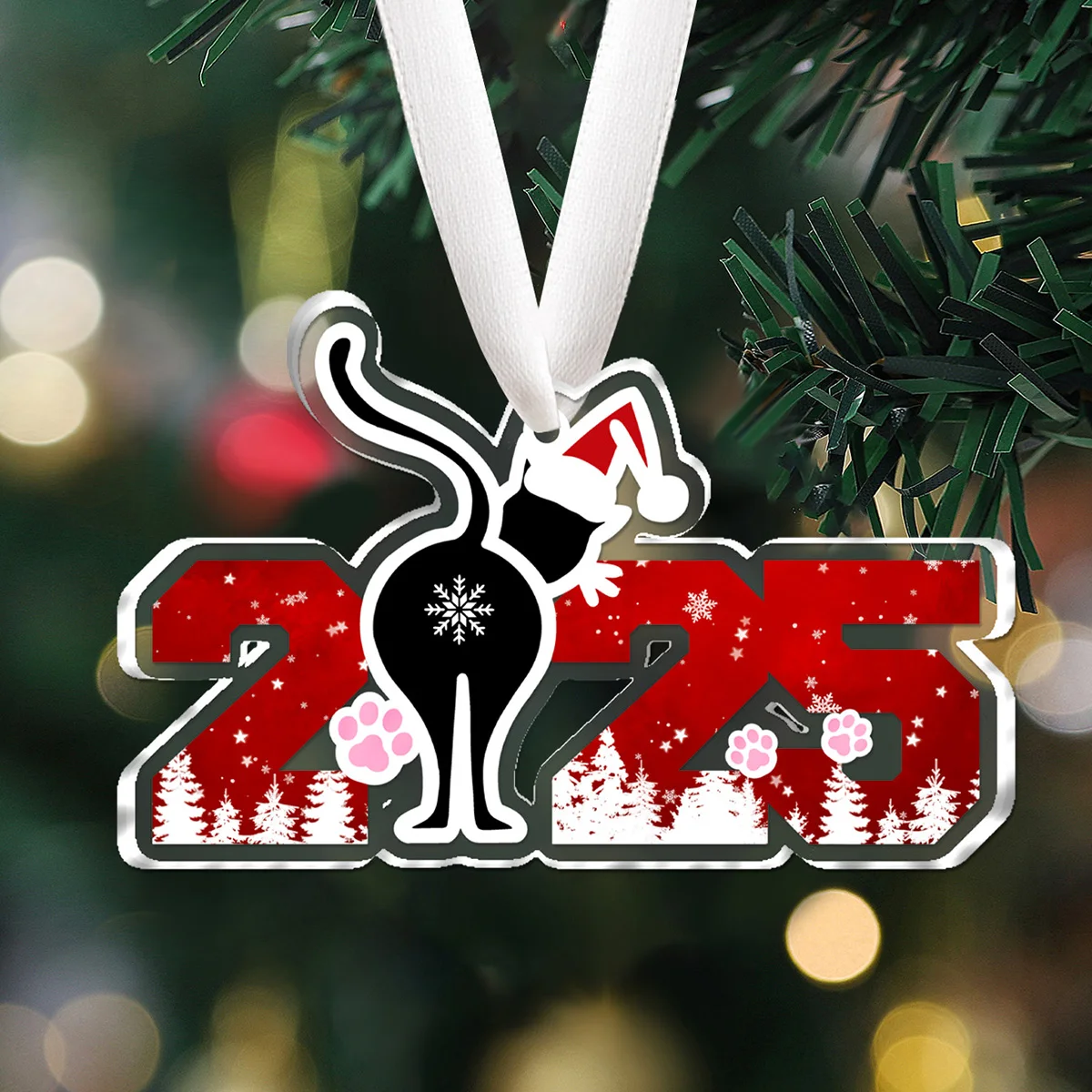 

1pc Funny Christmas Acrylic Pendant Digital 2025 Family Christmas Snowman Xmas Tree Hanging Ornaments for Car Home Party