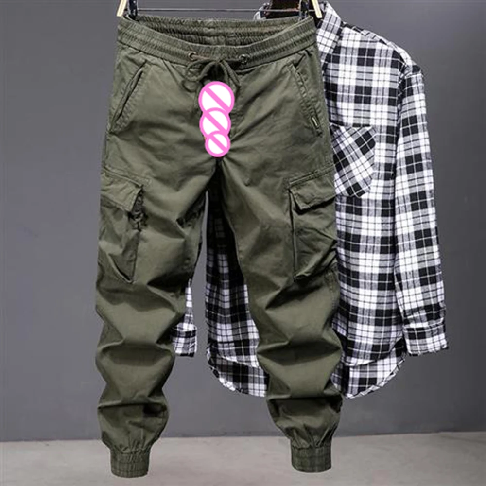 Outdoor Mountaineering Casual Pants Invisible Open Crotch Outdoor Sex Military Cargo Men's Loose Hiking Long Pant Multi-Pocket