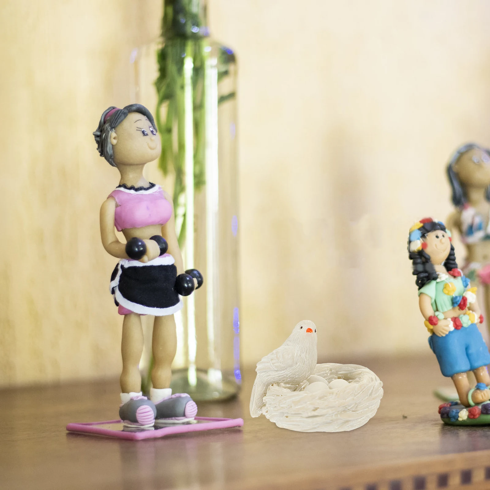 

Vibrant Resin Bird Nest Miniature Landscape Accessory Home Decoration Simulation Bird Adorn Mini House Ornament