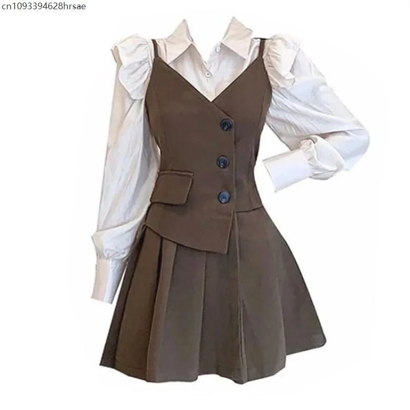 

Autumn Waist-fitted Vintage British Style Stylish Pleated Skirt Elegant French Style Tank Dress For Women 2025 new