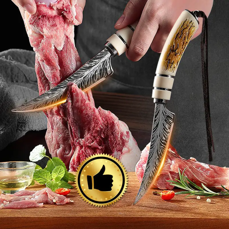 Professional Cooking Curved Knives, Sharp Damask Textured Kitchen Knives, Meat Slicers, Fruit Knives, Forged High-hardness Knive view 2