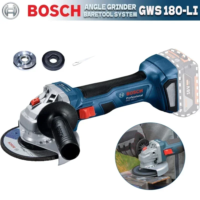 BOSCH GWS 180-LI Cordless Angle Grinder Brushless Motor 100MM Rechargeable Portable Cutting Machine Polisher 18V Grinding Tools