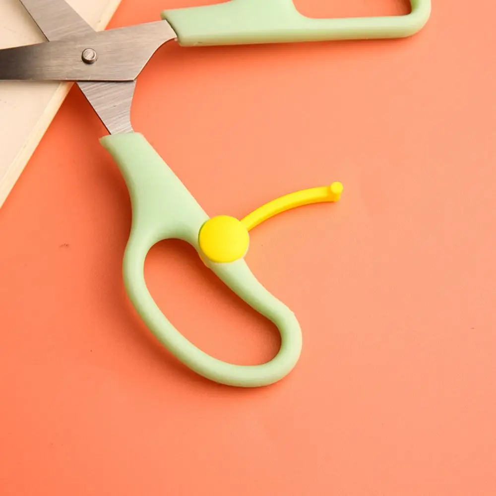 V Shape Anti-pinch Elastic Scissors Safe with Cap Craft Scissors Paper Work Minimalistic Stationary Scissors Office Supplies