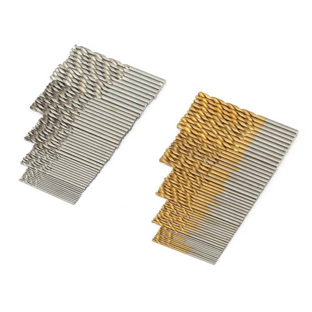 Lot de 100 forets en acier rapide HSS blancs, revêtement titane, conception torsadée, pour le perçage du bois