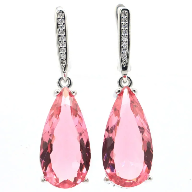 925 SOLID STERLING SILVER Earrings 8g Unheated London Blue Topaz Tsavorite Garnet Pink Morganite White CZ High Trendy Polished