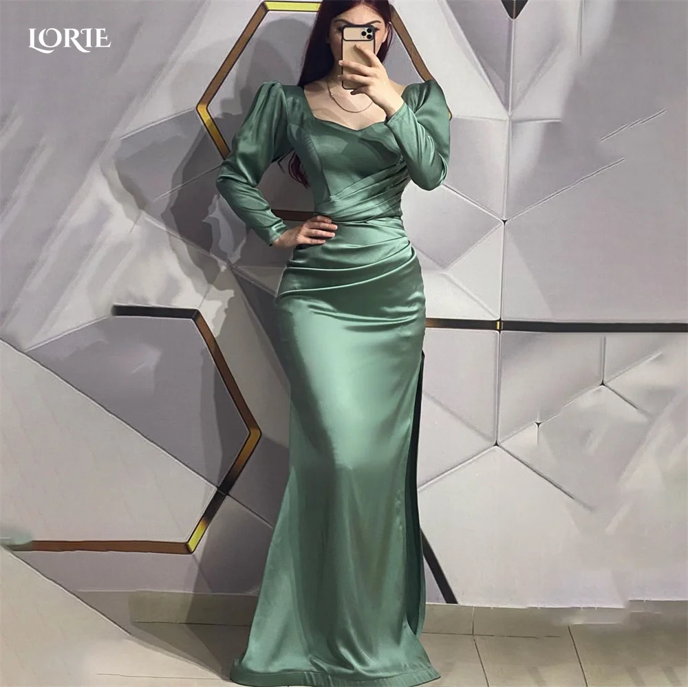 

LORIE Mint Green Evening Dresses Cap Sleeves Saudi Arabia Dubai Celebrity Gowns Mermaid Bodycon Square Collar 2022 Party Dress