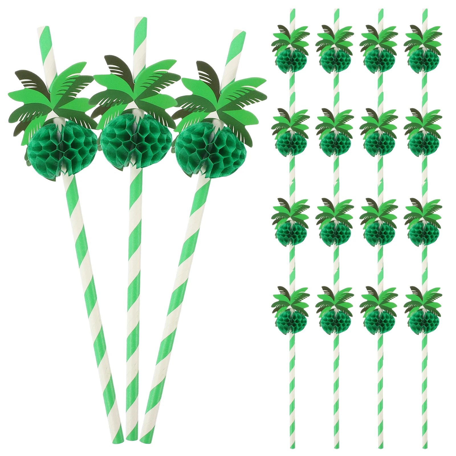 

50Pcs Coconut Tree Paper Straws Hawaiian Party Decorative Disposable Cocktail Straws Tropical Beach Themed Party Tableware