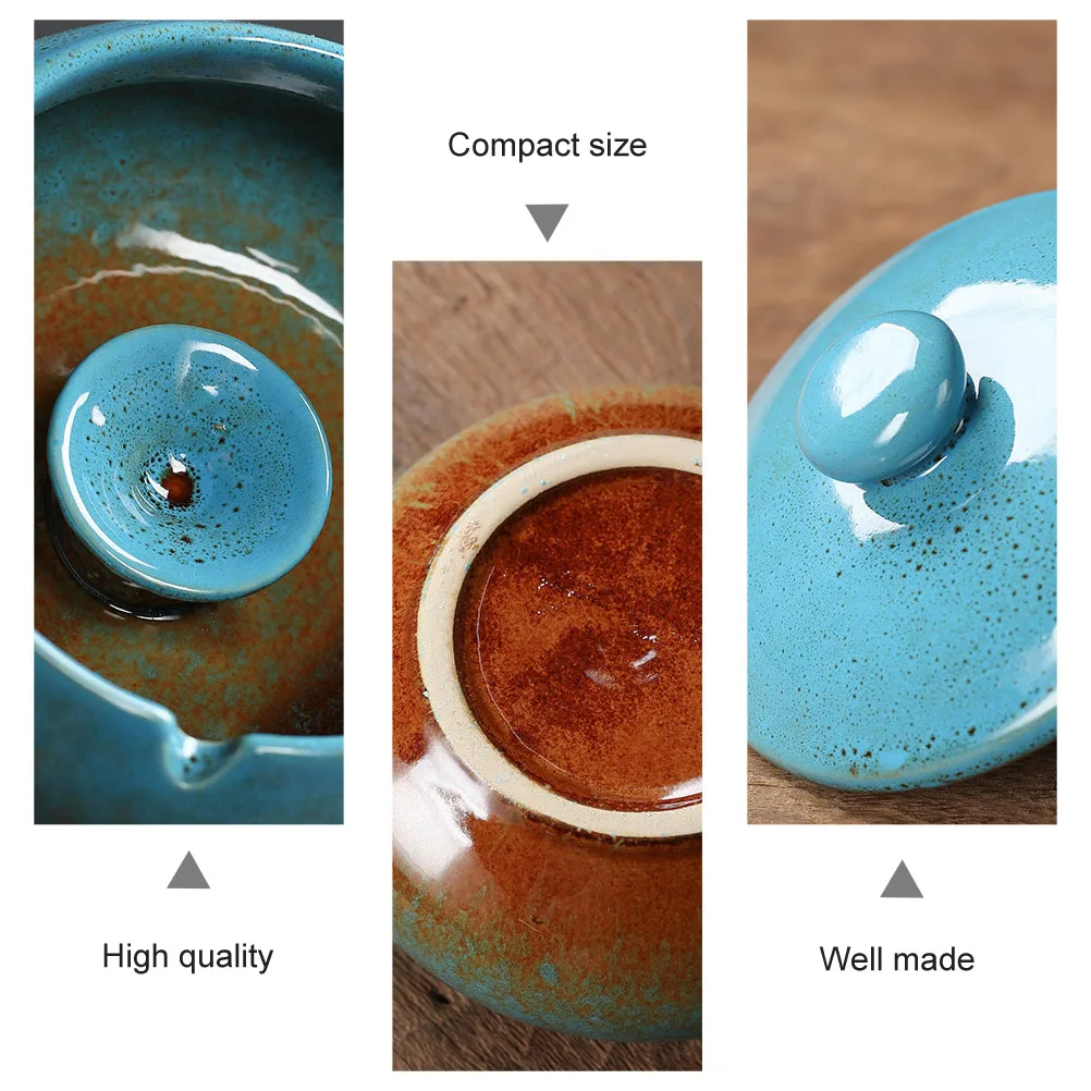 

Vintage Ashtray with Lid Cemeric Unique Ceramic Aesthetic Decorative Cute Creative