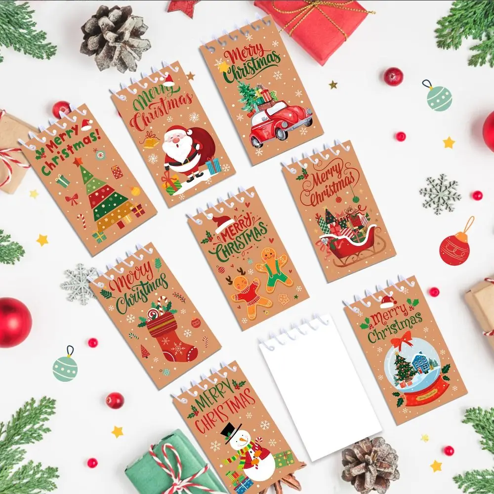 8 STKS Coil Binding Kerst Notebook Mini Maat Meerdere Stijlen Spiraal Notebook Spiraal Ontwerp Kerstman Notebook