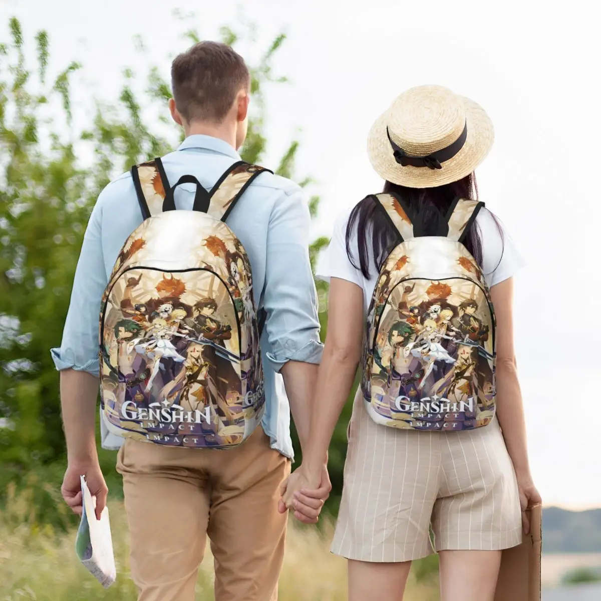 Genshin Impact Charaktere Rucksack Männer Frauen Coole Studenten Arbeit Tagesrucksack Anime Spiel Cartoon Laptop Computer Umhängetasche Outdoor
