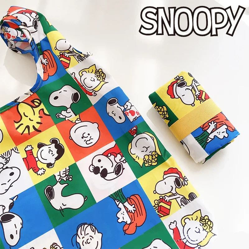 Snoopy-Bolso de compras plegable de Anime para mujer, bolsa de comestibles ecológica, de gran capacidad, portátil, reutilizable, de viaje