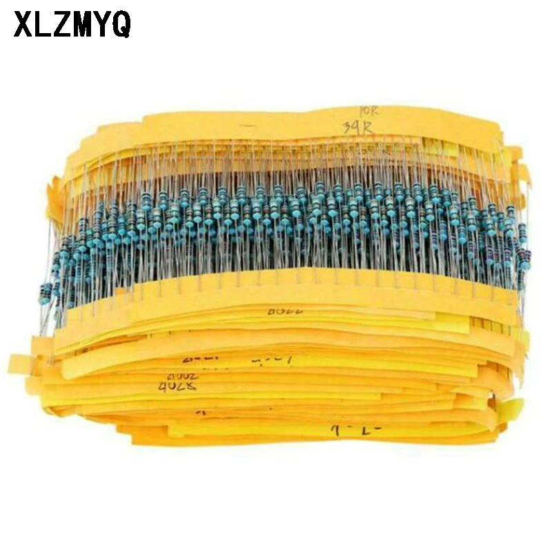 2000pcs 100Values 1/4W Metal Film Resistor Assorted Kit, 1 ohm-1M ohm Resistors 4.7R 5.1R 10R 22R 470R 1K 2K 4.7K 100K 680K