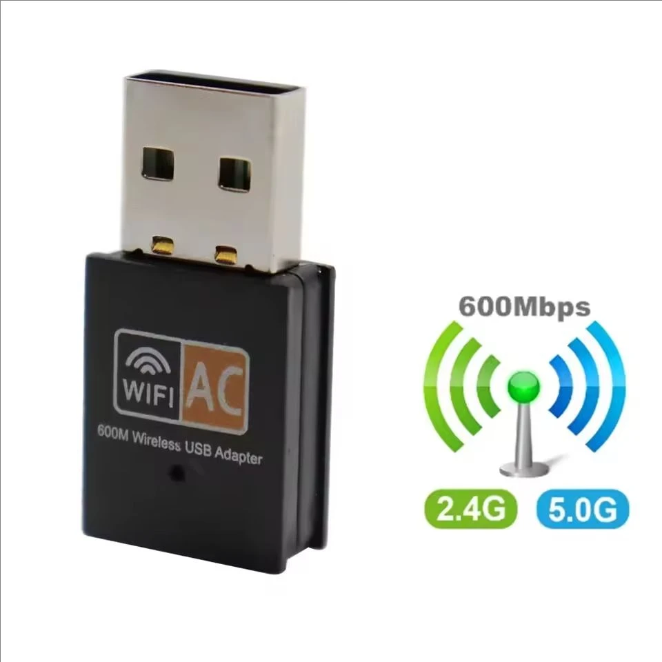 Dual Band WiFi อะแดปเตอร์เครือข่าย 2.4GHz 5GHz 600Mbps Mini USB การ์ดเครือข่ายไร้สายพร้อมไดร์เวอร์ฟรี Realtek RTL8811CU ชิป